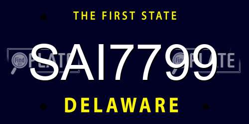 SAI7799 Delaware License Plate
