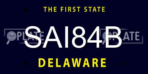 SAI84B Delaware License Plate