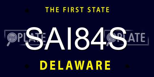 SAI84S Delaware License Plate