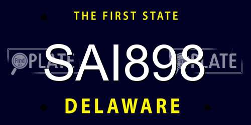 SAI898 Delaware License Plate