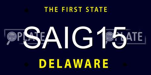 SAIG15 Delaware License Plate