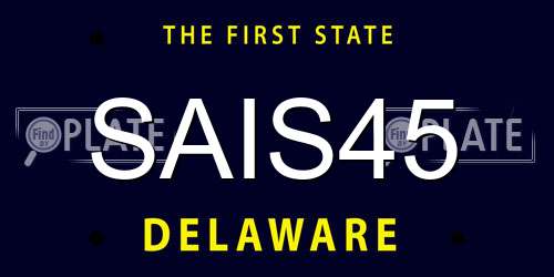 SAIS45 Delaware License Plate