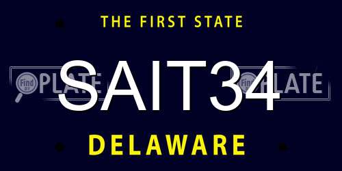 SAIT34 Delaware License Plate