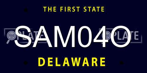 SAM04O Delaware License Plate