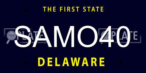 SAMO40 Delaware License Plate