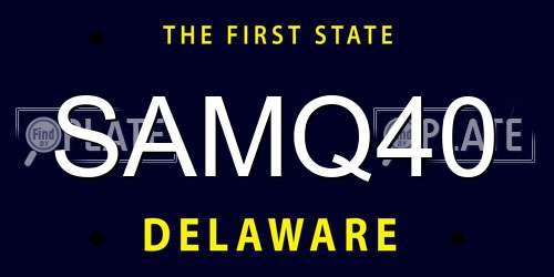 SAMQ40 Delaware License Plate