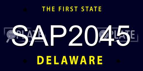 SAP2045 Delaware License Plate