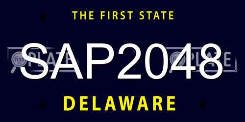 SAP2048 Delaware License Plate