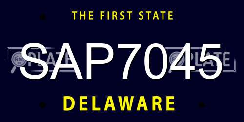 SAP7045 Delaware License Plate