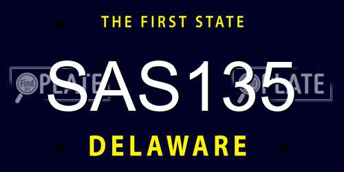 SAS135 Delaware License Plate