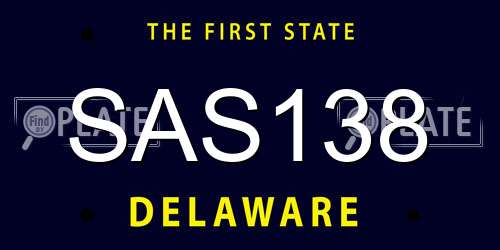 SAS138 Delaware License Plate