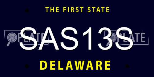 SAS13S Delaware License Plate