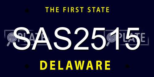 SAS2515 Delaware License Plate
