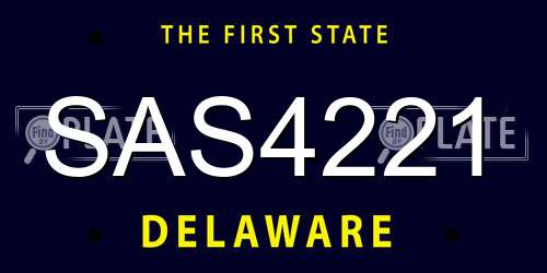 SAS4221 Delaware License Plate