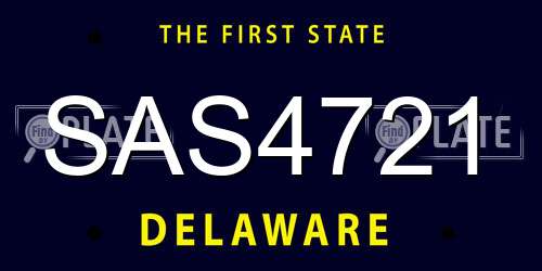 SAS4721 Delaware License Plate