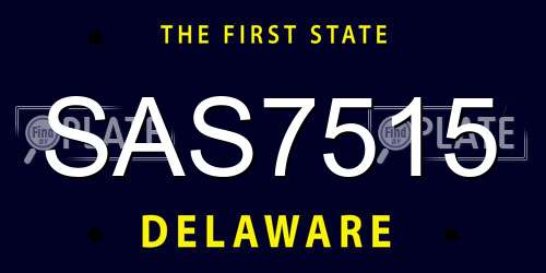SAS7515 Delaware License Plate