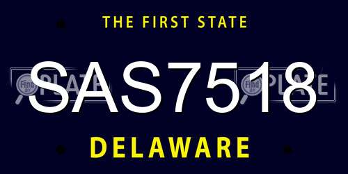 SAS7518 Delaware License Plate