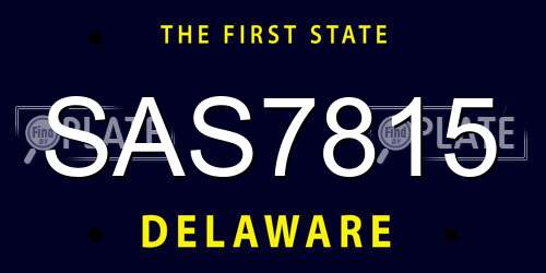 SAS7815 Delaware License Plate