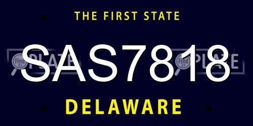 SAS7818 Delaware License Plate