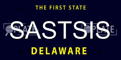 SASTSIS Delaware License Plate