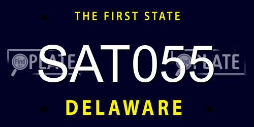 SAT055 Delaware License Plate