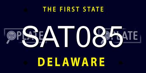 SAT085 Delaware License Plate