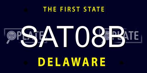 SAT08B Delaware License Plate