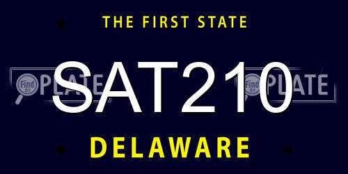 SAT210 Delaware License Plate