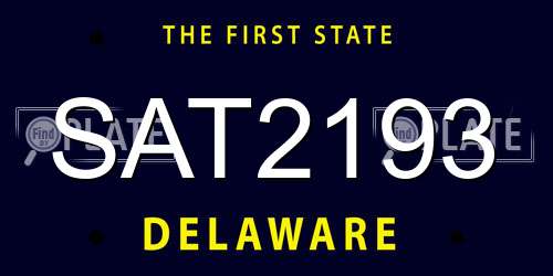 SAT2193 Delaware License Plate