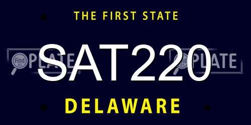 SAT220 Delaware License Plate