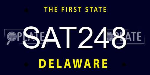 SAT248 Delaware License Plate