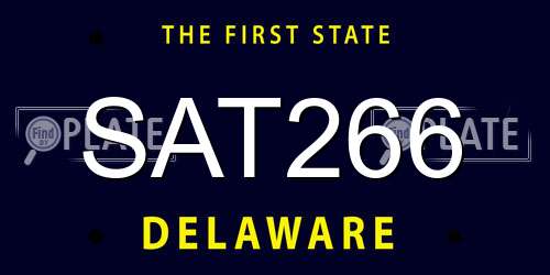 SAT266 Delaware License Plate