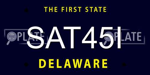 SAT45I Delaware License Plate