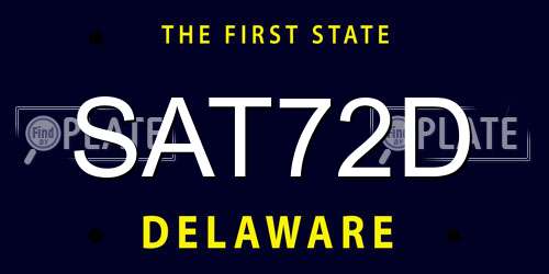 SAT72D Delaware License Plate
