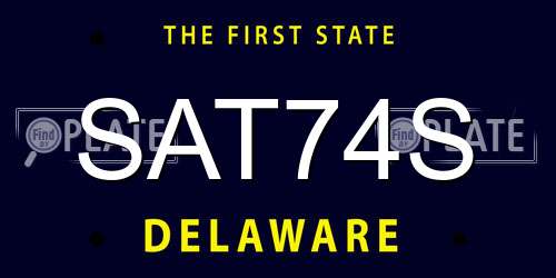SAT74S Delaware License Plate