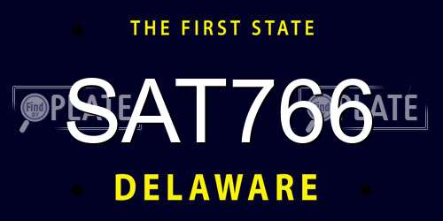 SAT766 Delaware License Plate