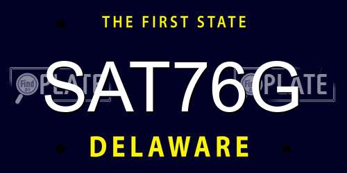SAT76G Delaware License Plate