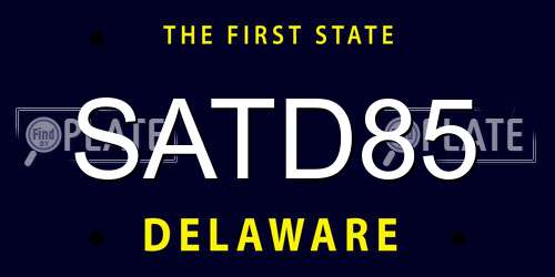SATD85 Delaware License Plate