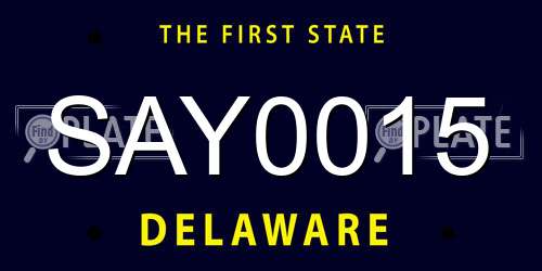 SAY0015 Delaware License Plate