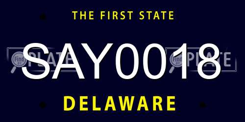 SAY0018 Delaware License Plate
