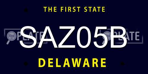 SAZ05B Delaware License Plate
