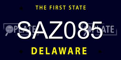 SAZ085 Delaware License Plate