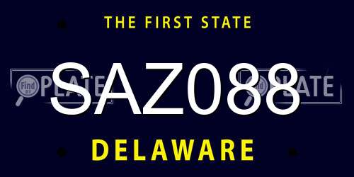 SAZ088 Delaware License Plate