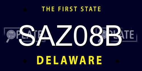 SAZ08B Delaware License Plate