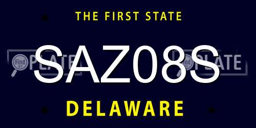 SAZ08S Delaware License Plate