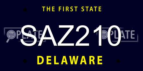 SAZ210 Delaware License Plate