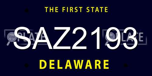 SAZ2193 Delaware License Plate