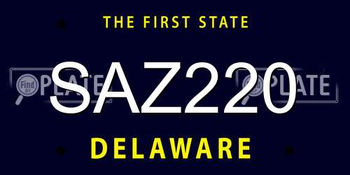 SAZ220 Delaware License Plate