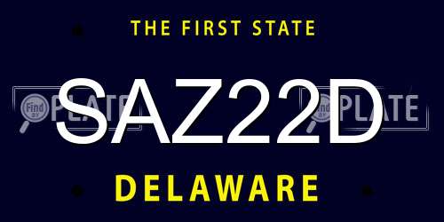 SAZ22D Delaware License Plate