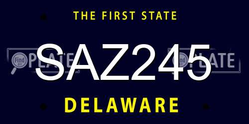 SAZ245 Delaware License Plate